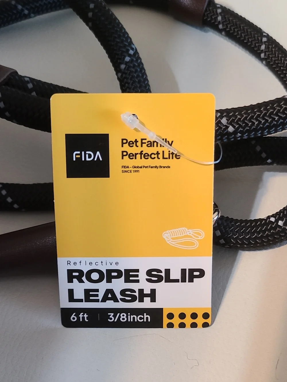 Reflective Black Rope Slip Leash – 6ft